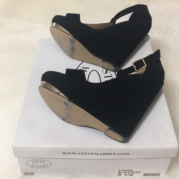 🖤STEVE MADDEN-NORDSTROM- BLACK WEDGE HEELS - Picture 3 of 10